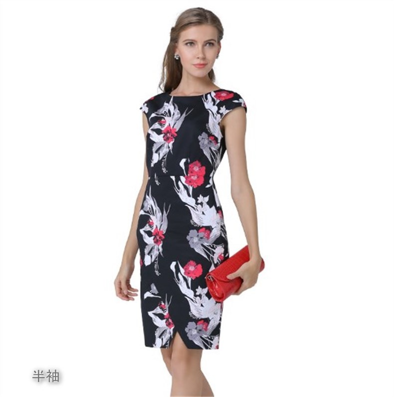 夏 花柄 プリント柄 40代 50代 60代 大人のタイトワンピース[OO88] / お洒落なドレス通販《デ・ルセオ》着るだけで簡単に綺麗になれる