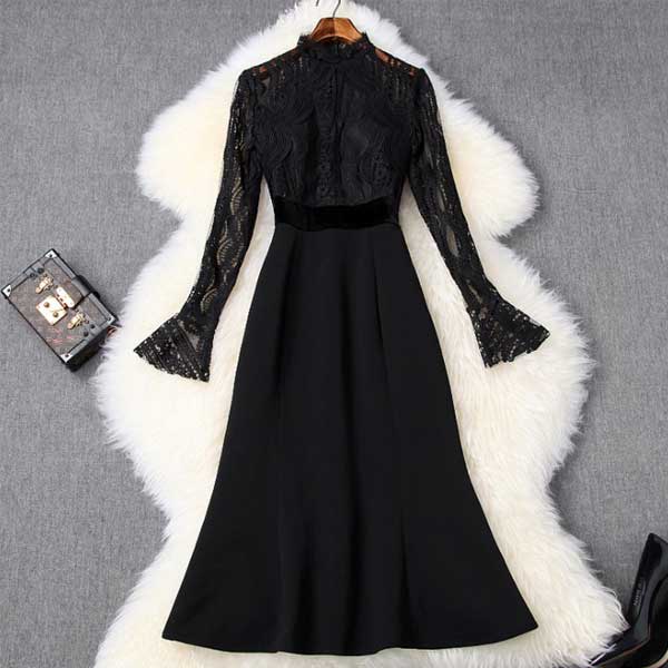 高級感が魅力のマーメイド・黒のロングドレス[OY141]・全身イメージ