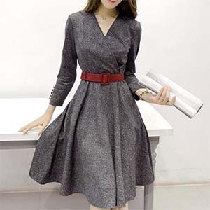 きちんと感とカジュアル感 カシュクールのaライン ワンピース【ku w82】