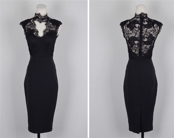 セクシー ホルターネック風 背中開きのタイトワンピース[OH57