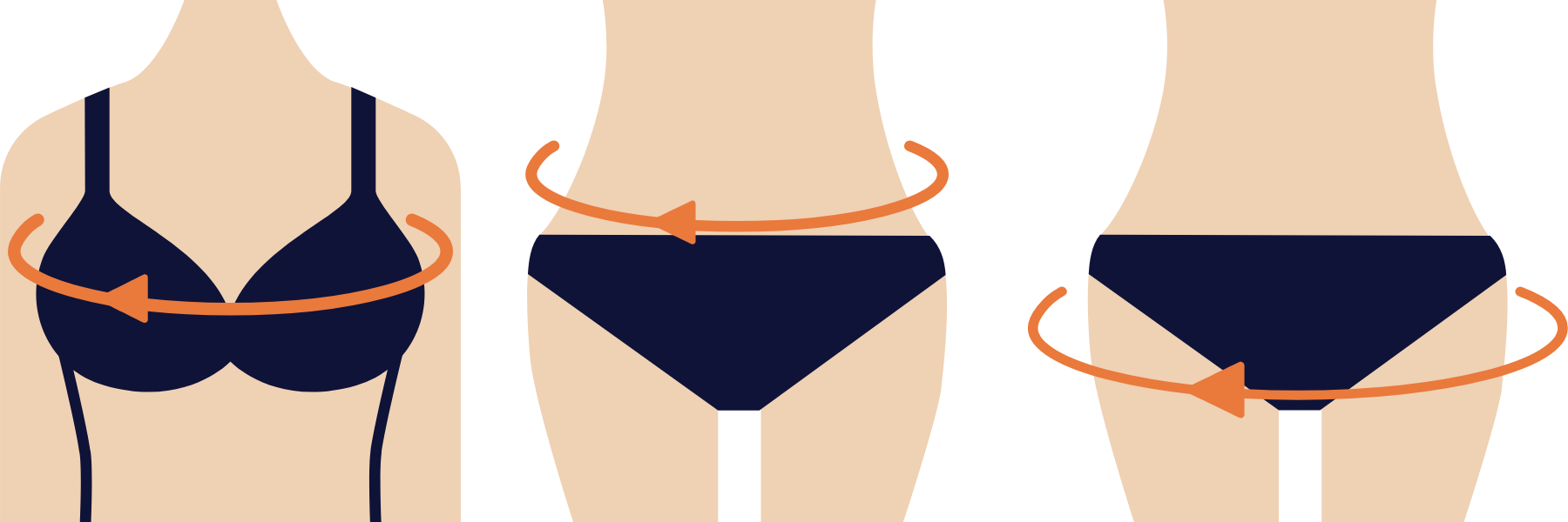 バスト・ウエスト・ヒップの測定イメージ